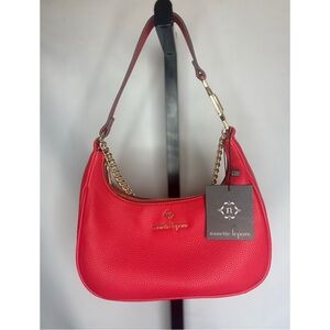 Nanette Lepore Red Structured Shoulder Bag with Silver Accents